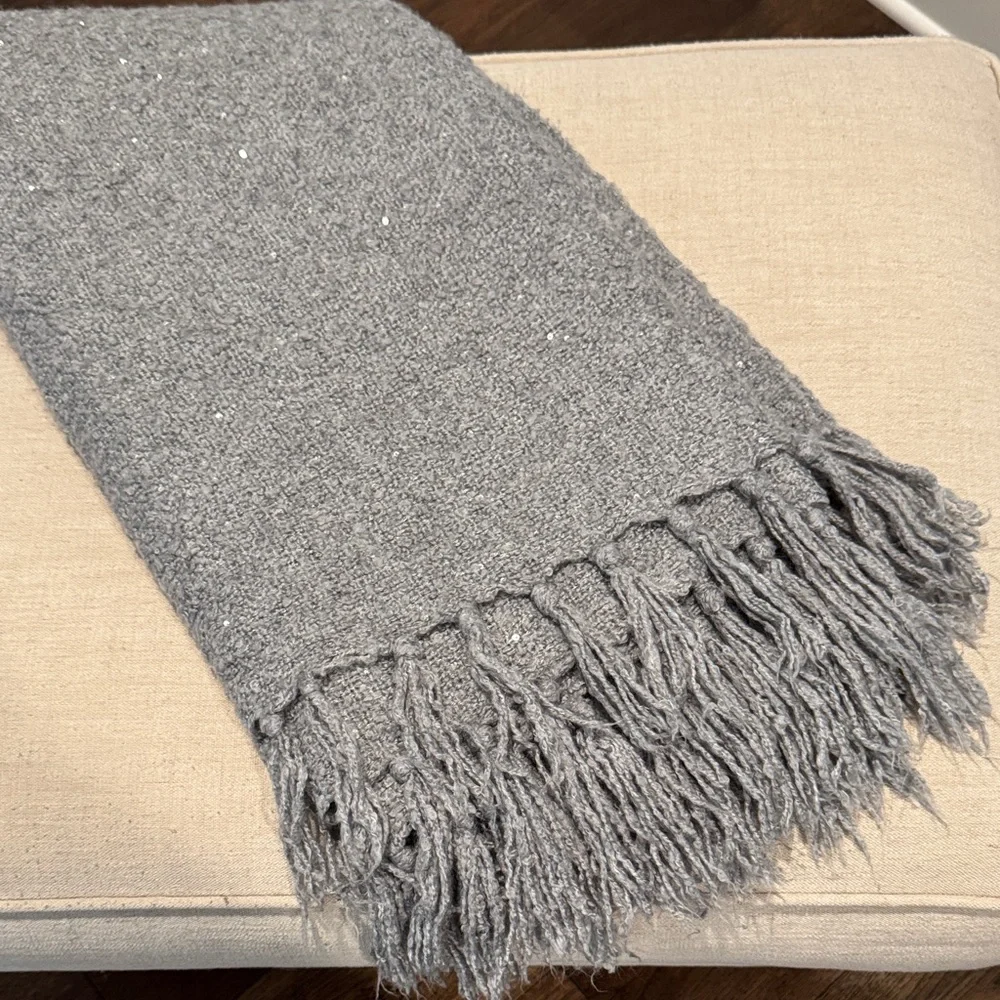 West Elm Gray Textured Throw Blanket